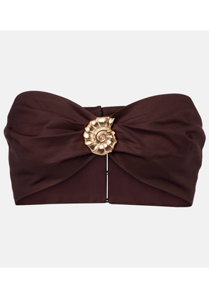 Adriana Degreas Embellished cotton-blend bandeau top