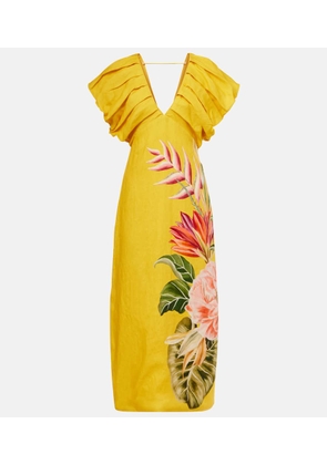 Farm Rio Spring Awakening floral linen midi dress