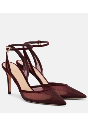 Gianvito Rossi 85 suede-trimmed organza pumps