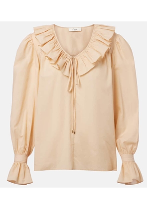 Chloe Ruffled cotton voile blouse