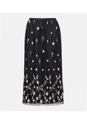 Toteme Embroidered plisse tulle midi skirt