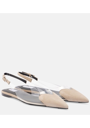 Alaia Cour suede and PVC slingback ballet flats