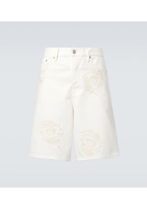 Dries Van Noten Embroidered denim Bermuda shorts