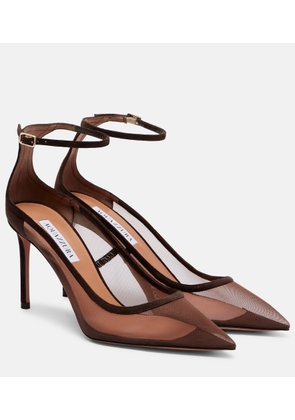 Aquazzura Love Affair 85 suede-trimmed mesh pumps