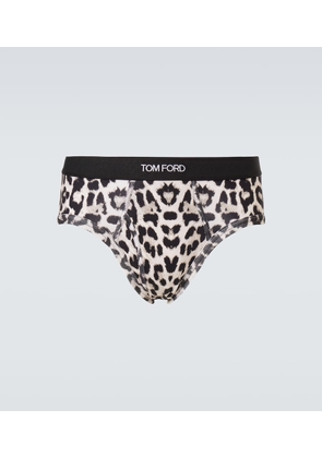 Tom Ford Leopard-print cotton-blend briefs
