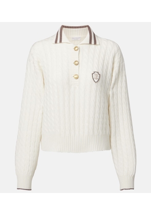 Brunello Cucinelli Logo cable-knit cashmere polo sweater