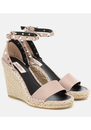 Valentino Garavani Valentino Garavani Rockstud Double leather wedge espadrilles