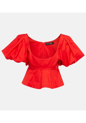 Oscar de la Renta Peplum cotton crop top
