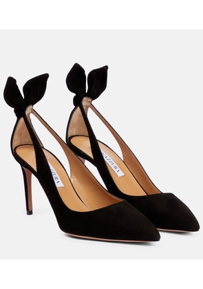 Aquazzura Bow Tie 85 suede pumps