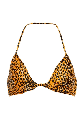 Ganni Leopard print halterneck bikini top