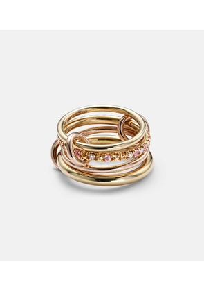 Spinelli Kilcollin Nimbus 18kt gold and rose gold linked rings with sapphires and diamonds