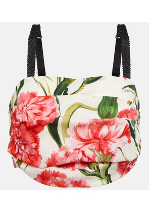 Dolce&Gabbana Floral-printed silk-blend crop top
