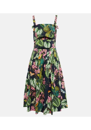Oscar de la Renta Printed cotton-blend poplin midi dress