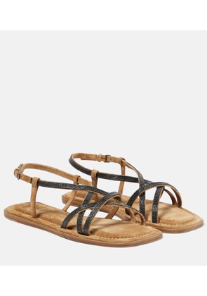 Brunello Cucinelli Monili-embellished suede sandals