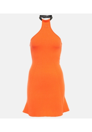 Courreges Ribbed-knit halterneck minidress