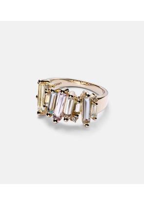 Suzanne Kalan Pastel Rainbow 14kt gold ring with diamonds