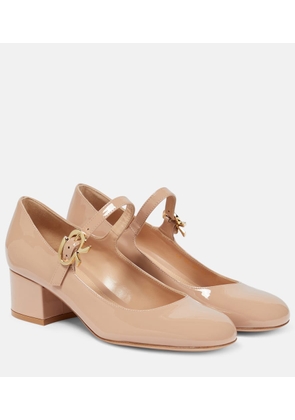 Gianvito Rossi Mary Ribbon patent leather pumps