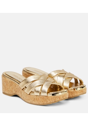 Jimmy Choo Maribou 50 metallic leather sandals