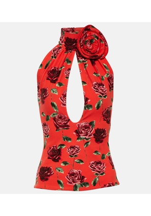 Magda Butrym Floral-applique cutout halterneck top