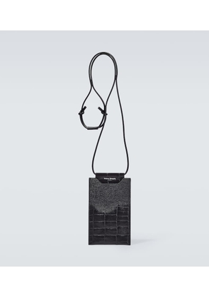 Maison Margiela Croc-effect leather phone pouch