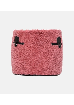 Blancha Leather-trimmed shearling miniskirt