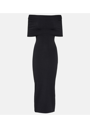 Wardrobe.NYC Off-shoulder ribbed-knit midi dress
