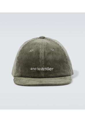 And Wander Embroidered cotton corduroy cap