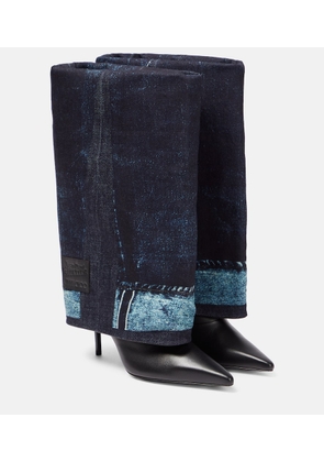 Jimmy Choo x Jean Paul Gaultier leather and denim boots