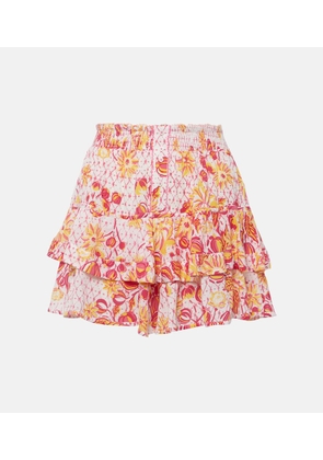 Poupette St Barth Culotte ruffled floral miniskirt