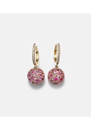 Roxanne First Bauble 14kt gold hoop earrings with diamonds and sapphires