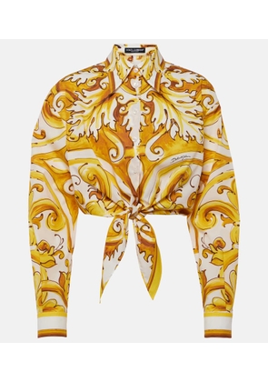 Dolce&Gabbana Majolica cropped cotton poplin shirt