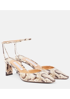 Aquazzura Blade 65 snake-effect leather pumps