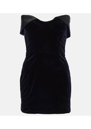 Mugler Satin-trimmed velvet minidress
