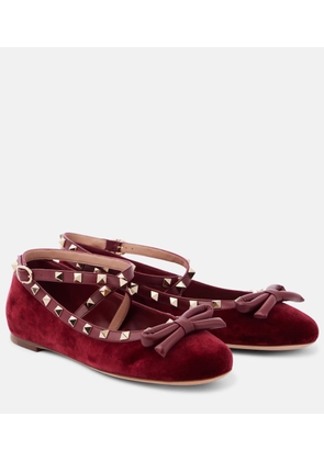 Valentino Garavani Rockstud velvet ballet flats