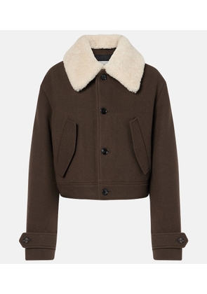 Ami Paris Shearling-trimmed virgin wool jacket