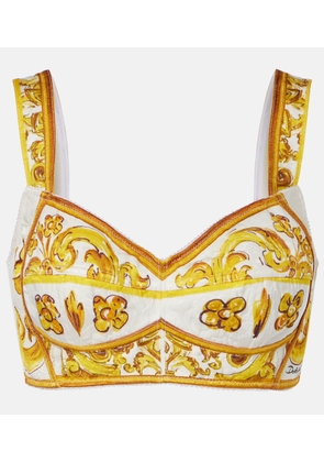 Dolce&Gabbana Majolica poplin crop top
