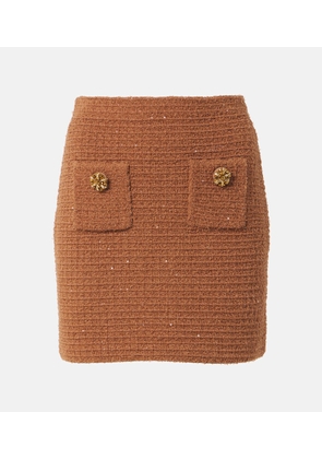 Self-Portrait Waffle-knit embellished pencil skirt