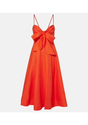 Zimmermann Crush bow-detail linen midi dress