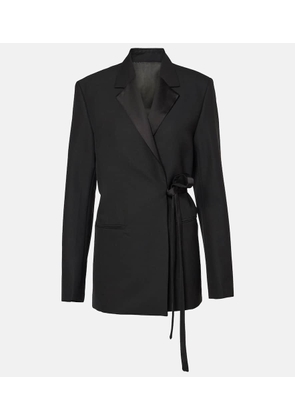 Toteme Satin-trimmed wrap blazer