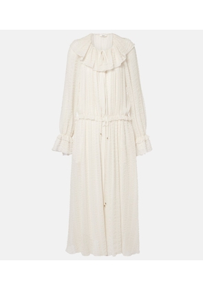 Chloe Ruffled silk-blend crepe maxi dress