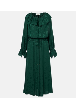 Chloe Ruffled floral silk jacquard midi dress