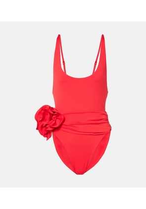 Magda Butrym Floral-applique ruched swimsuit