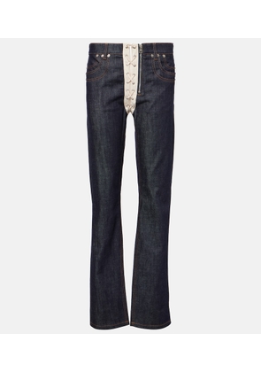 Jean Paul Gaultier Lace-up high-rise straight jeans