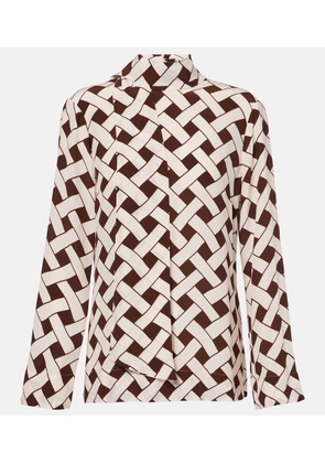 Rixo Libra printed tie-neck blouse