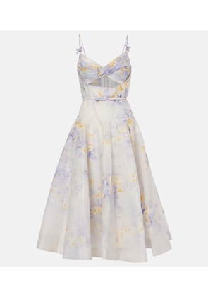 Zimmermann Floral cutout linen and silk midi dress