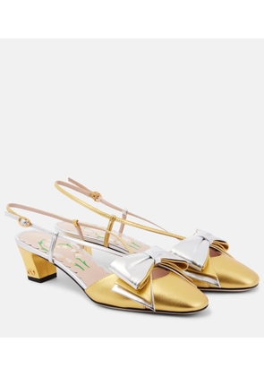 Valentino Garavani Bowow 45 metallic leather slingback pumps