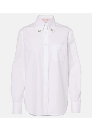 Valentino Faux pearl-embellished cotton poplin shirt