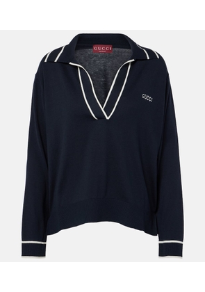 Gucci Logo silk and cotton polo shirt