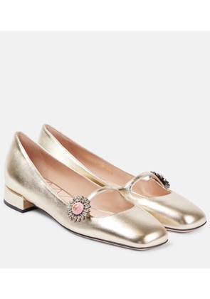Valentino Garavani Metallic leather Mary Jane flats