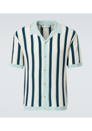 King & Tuckfield Striped knitted wool bowling shirt